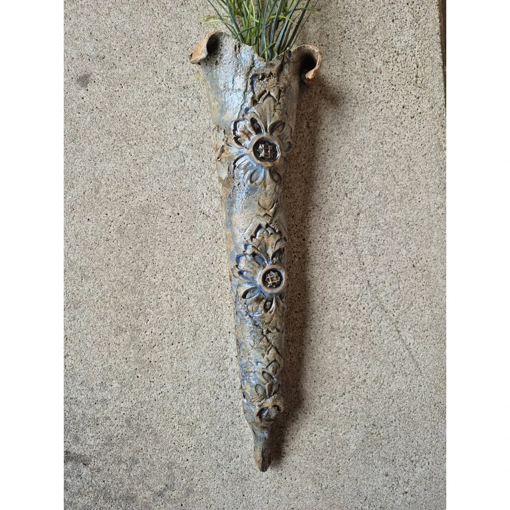 Handmade Studio Pottery Wall Pocket Vase 15